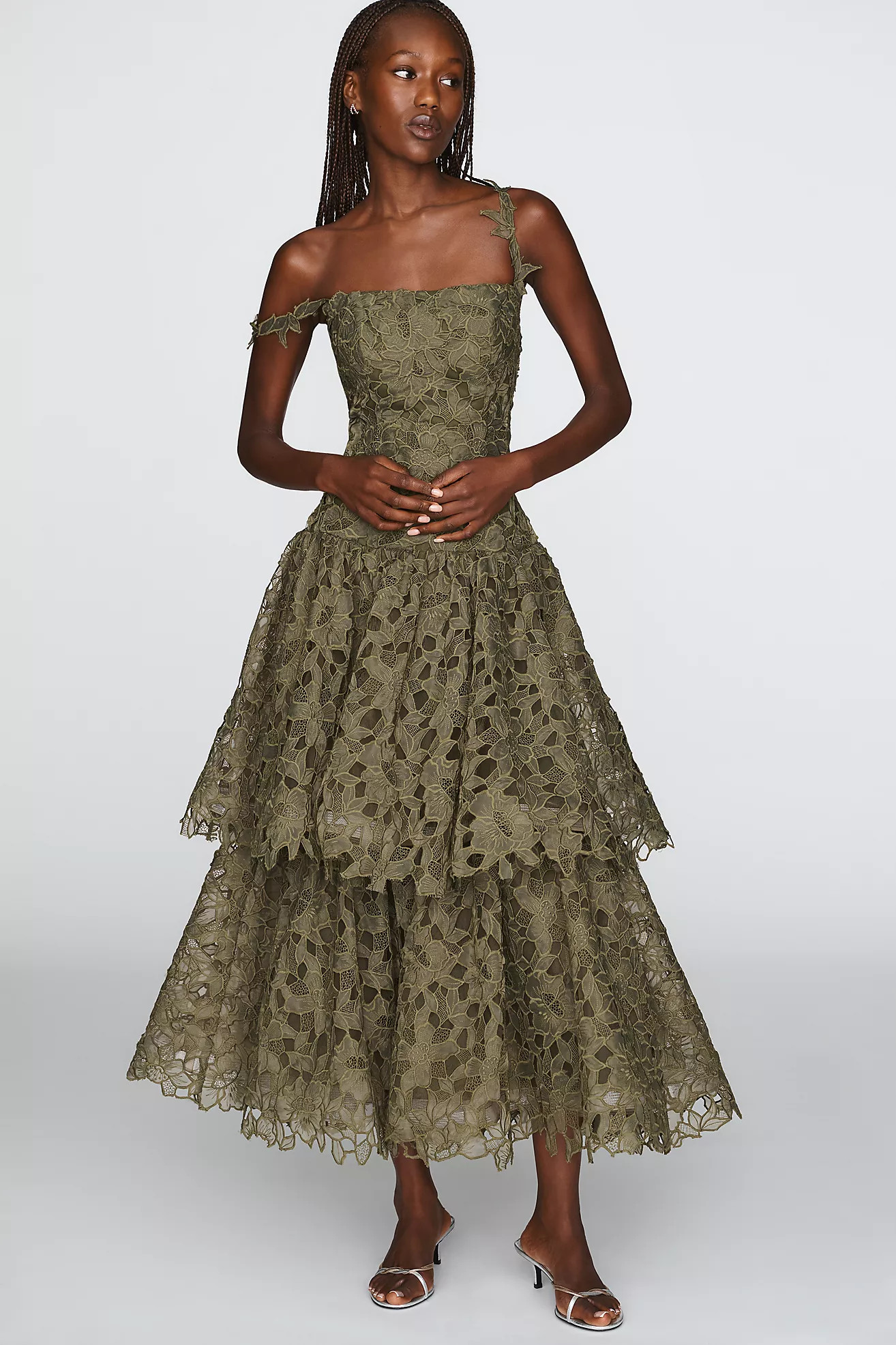 Mac Duggal Lace Cutwork Midi Dress | Anthropologie (US)