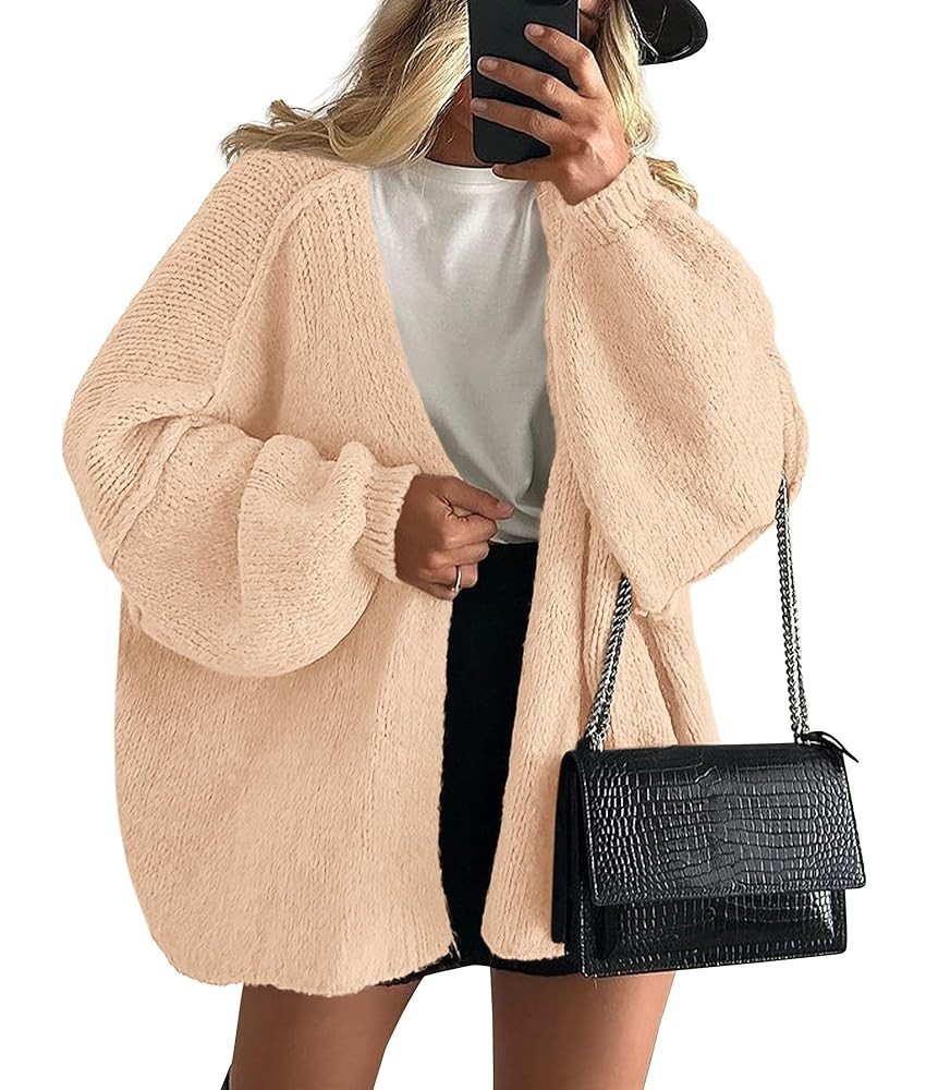 PRETTYGARDEN Womens Oversized Cardigan Sweaters 2025 Fall Long Lantern Sleeve Knit Open Front Lig... | Amazon (US)