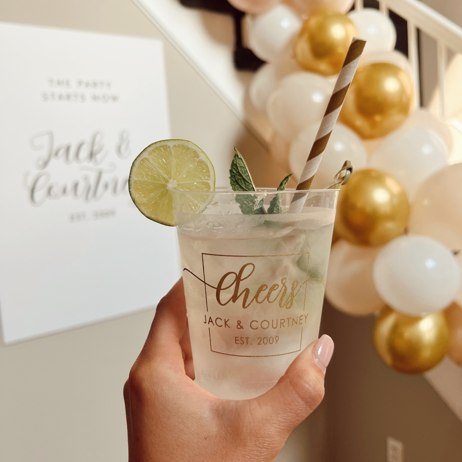 all of the details came together better than I could have imagined 🥂🥹😍  
• cups - etsy 
• drink stirrers - etsy
• sign - zazzle
• straws - amazon
• balloon arch - DIY everything from Amazon 

#LTKunder50 #LTKSeasonal #LTKwedding