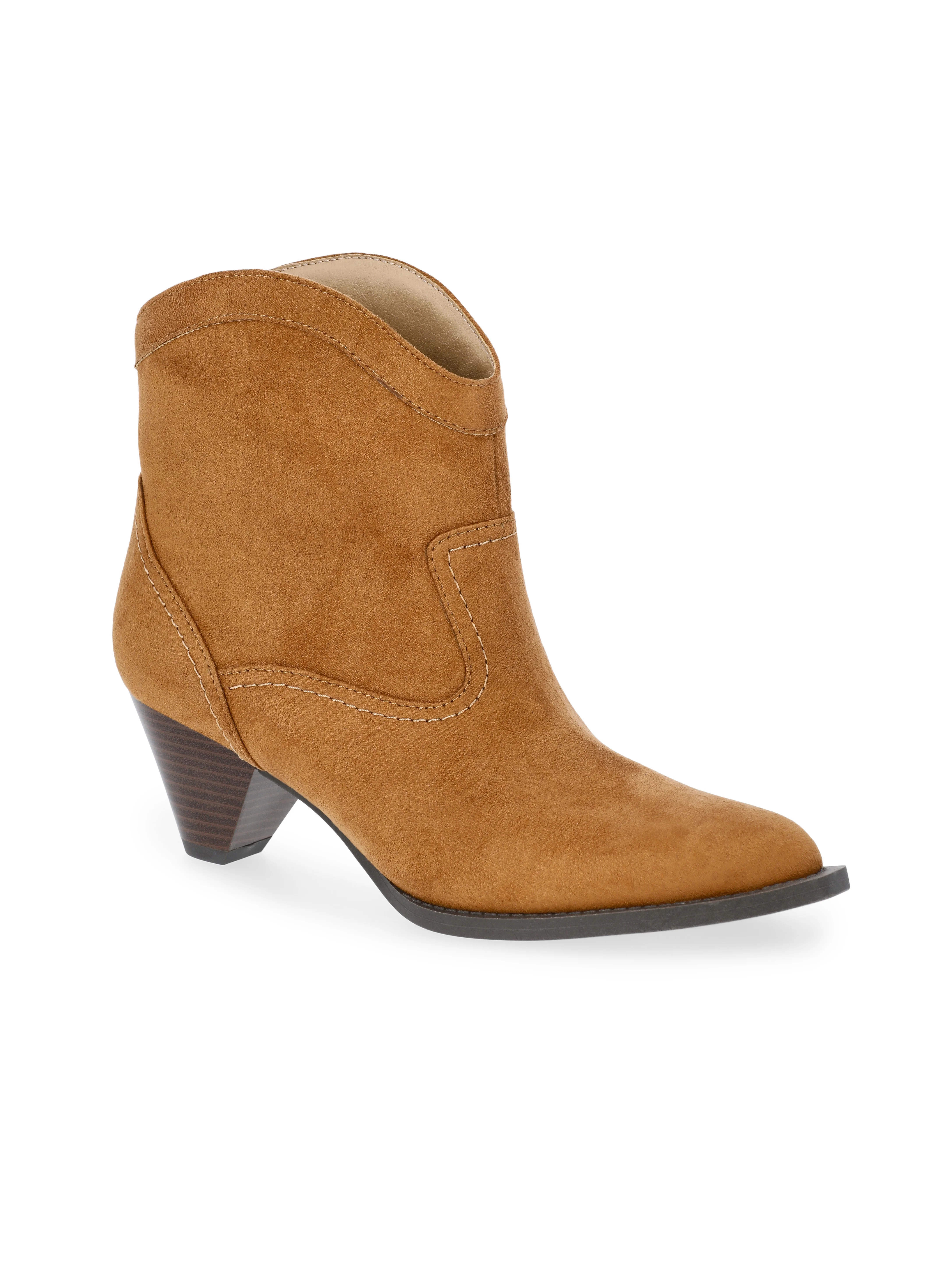 Time and True Women's Faux Suede Cone Heel Booties | Walmart (US)