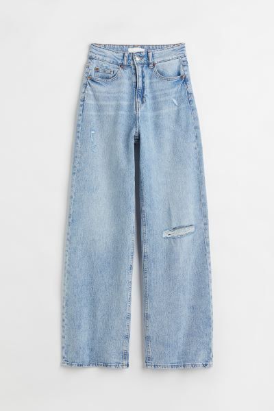 Conscious choiceJean 5 poches en denim de coton lavé. Modèle taille haute avec braguette zippé... | H&M (FR & ES & IT)
