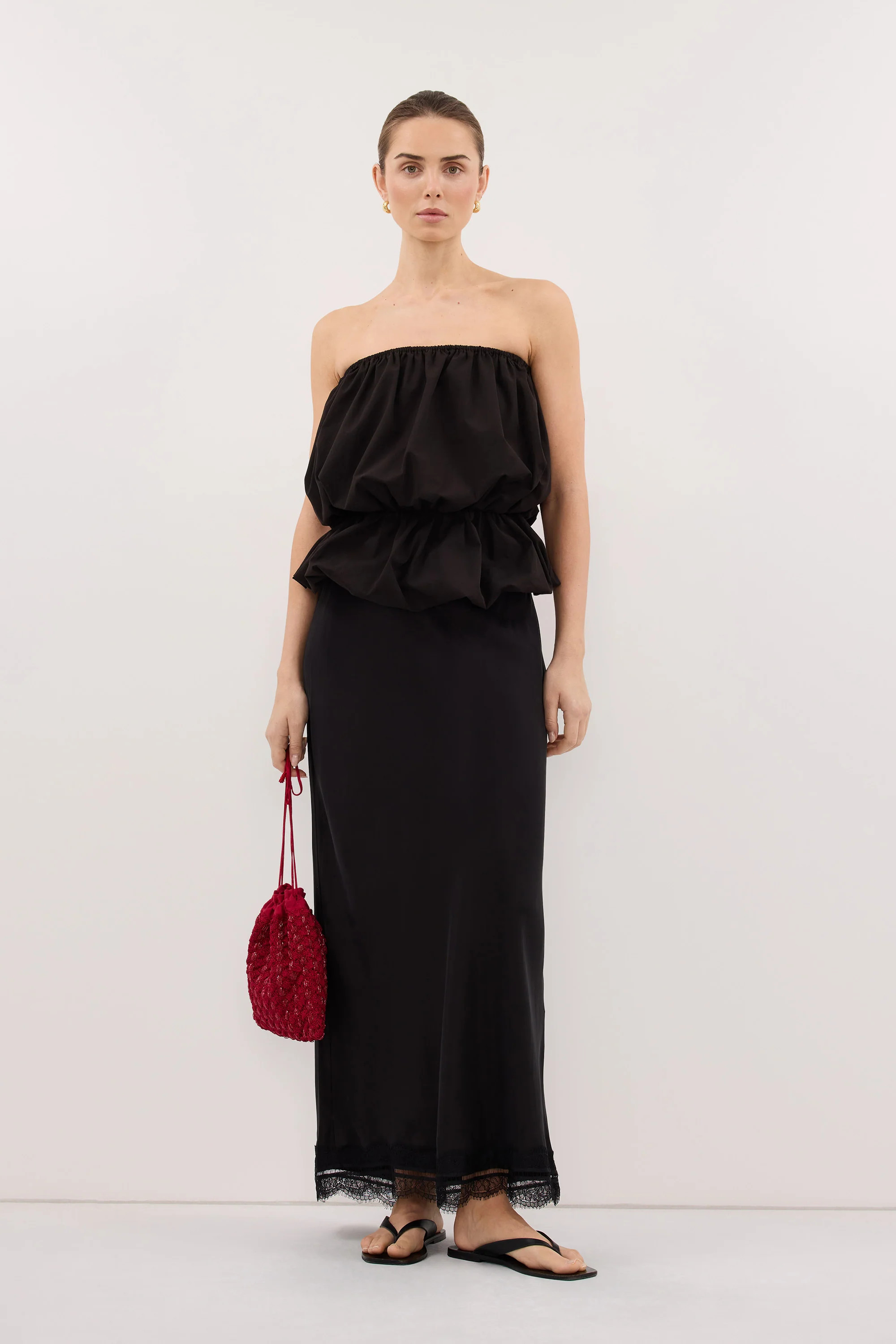 ANDREA BLACK CUPRO MIDI SKIRT | DISSH