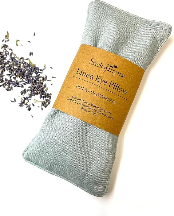 Organic Linen Eye Pillow - Lavender & Flaxseed for Relaxation, Yoga, Stress Relief - Microwavable... | Amazon (US)