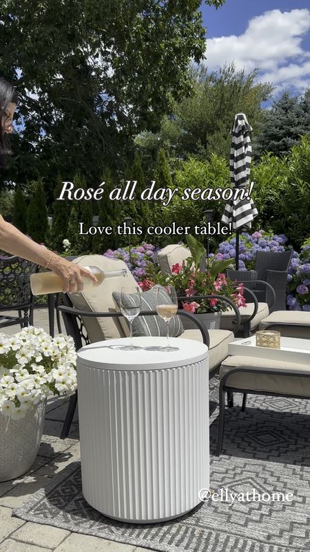 I love this cooler table from Veradeck! (Ad). Keeps all my favorite rosé and Prosecco chilled for hours. Fits 55 cans. Available in more colors. Shop it for summer outdoor entertaining, poolside, bbq. Patio, porch, backyard accessories. Shop also outdoor rug, drink ware, cabana umbrella, pillows. 

#LTKSeasonal #LTKHome #LTKVideo