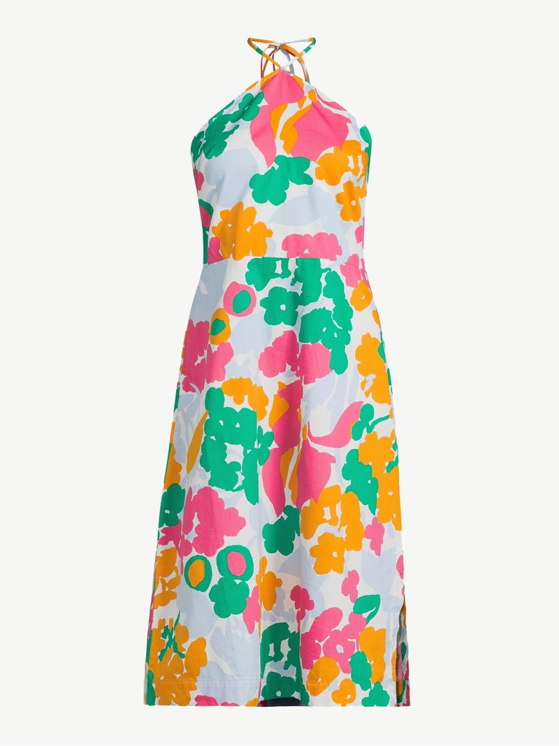 Free Assembly Women's Tie Neck Halter Midi Dress, Sizes XS-XXL | Walmart (US)