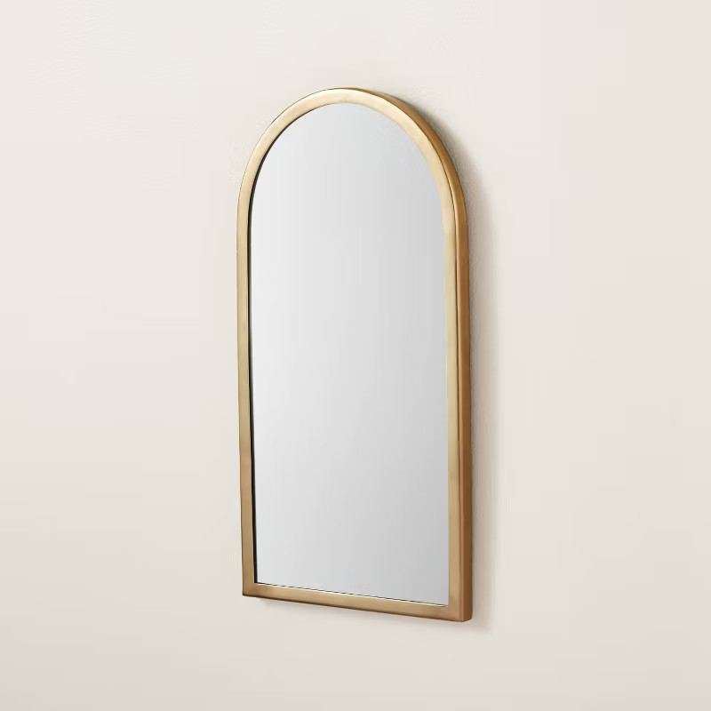Arched 8" x 16" Metal Frame Wall Mirror Brass Finish - Hearth & Hand™ with Magnolia | Target
