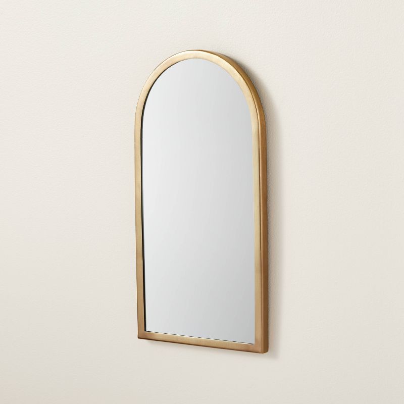Arched 8" x 16" Metal Frame Wall Mirror Brass Finish - Hearth & Hand™ with Magnolia | Target