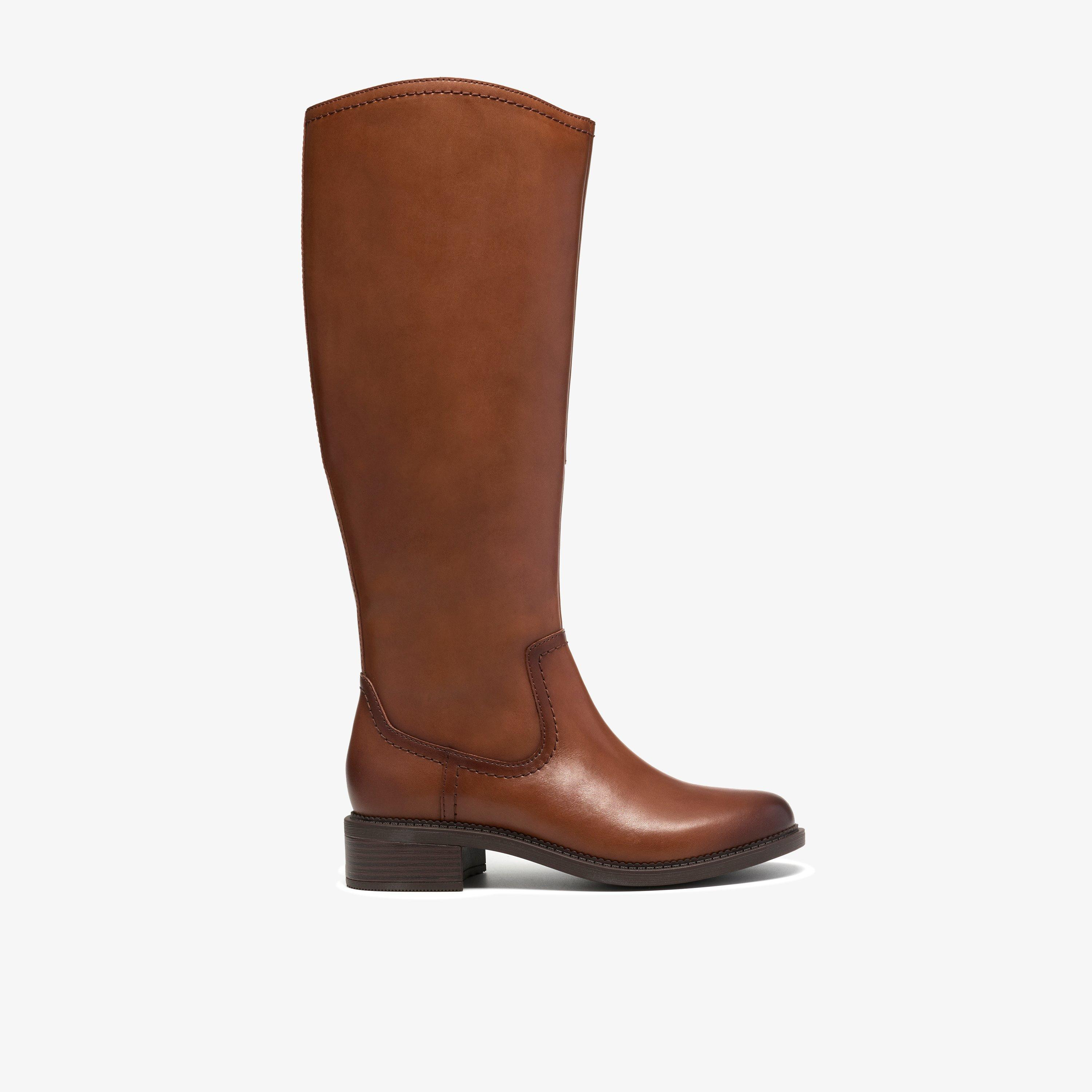 Womens Maye Ride British Tan Leather Knee High Boots | Clarks | Clarks (US)