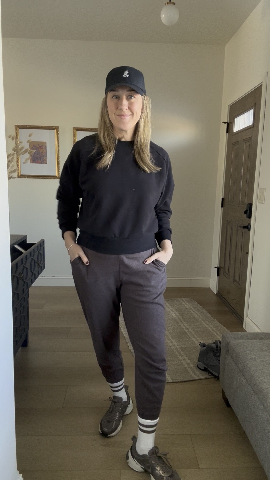 Brown and black! My joggers are 100% organic cotton and I sized up to large. Sweatshirt is a medium. I also sized up a half size on the sneakers!



#LTKTall #LTKMidsize #LTKootd