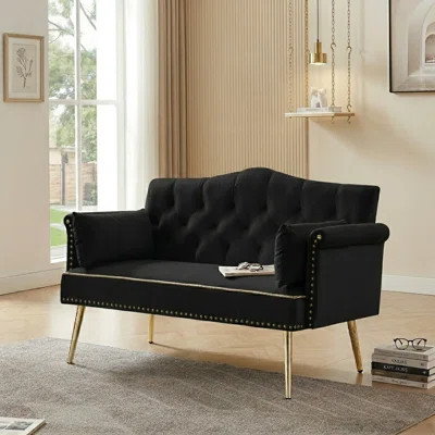 Modern Velvet Loveseat Sofa, Contemporary Tufted Upholstered Couch with Metal Legs, Small Sofa for Living Room, Bedroom & Apartment | Wayfair North America