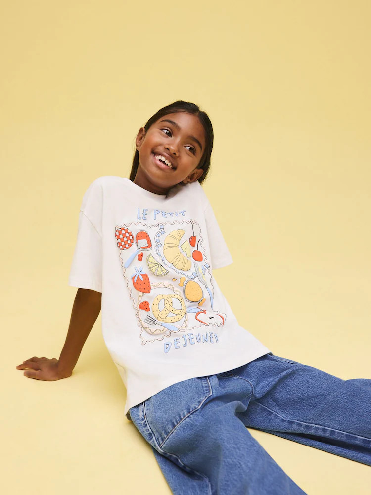 White Breakfast Oversized Graphic Print T-Shirt (3-16yrs) | Next US