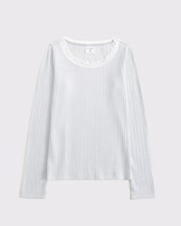 long-sleeve lace-trim scoopneck tee | Abercrombie & Fitch (US)