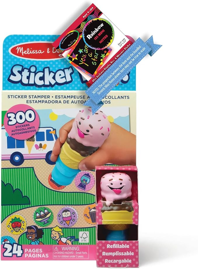 Melissa & Doug Sticker Wow! Ice Crea m: Activity Pad & Sticker Stamper Bundle with 1 Theme Comp... | Amazon (US)