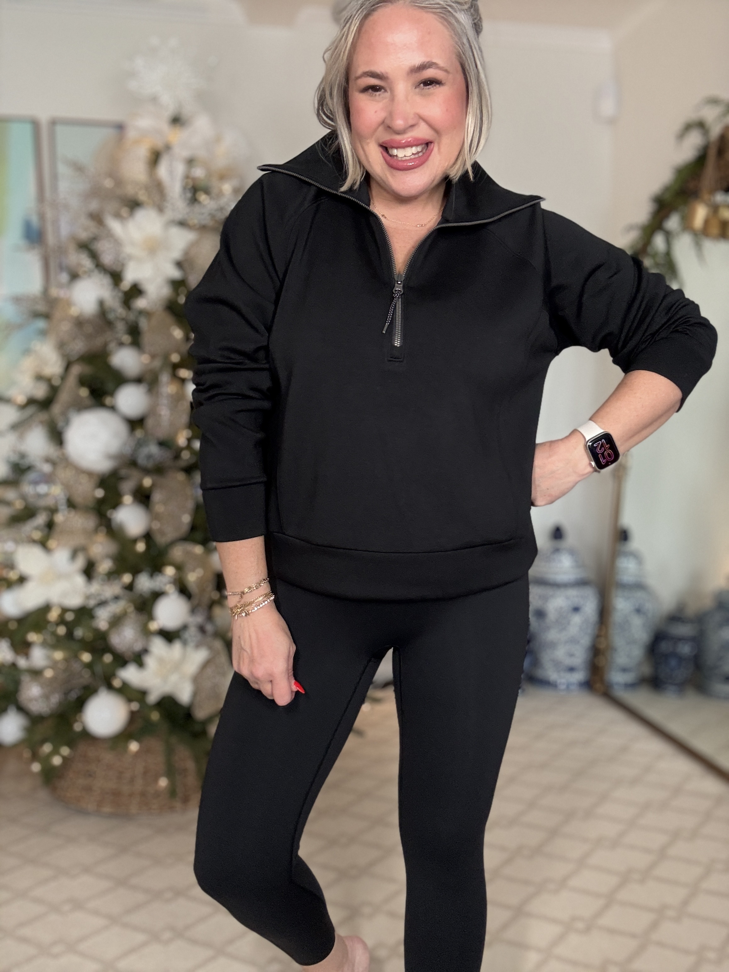 Pairing the air essentials top with the booty boost leggings. All size large is the amazing pair for casual outfits plus working out. Right now you can grab these during cyber Monday for 30% off plus an extra 10% off.

#LTKFindsUnder100 #LTKCyberWeek #LTKGiftGuide