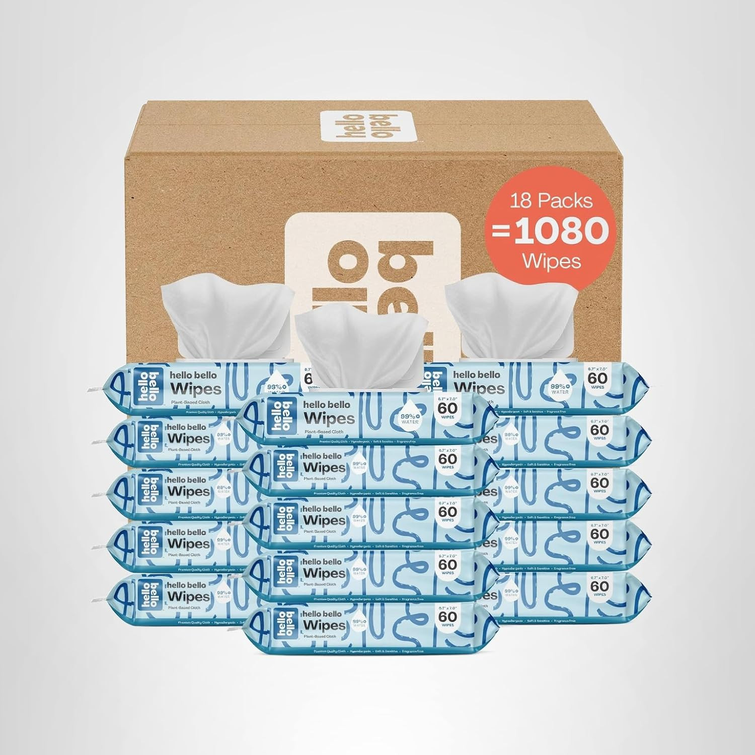 Hello Bello Extra Gentle Unscented Baby Wipes, Plant Based, Made with 99% Water and Aloe for Babi... | Amazon (US)