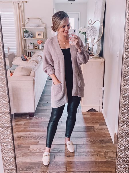 Love this cardigan from Target! Paired with faux leather leggings (the best spanx dupe I’ve found on Amazon)! 
Loafers are Amazon too! I sized up a half size! Soo cute & comfy. Wore my Kendra Scott necklace too. 

#LTKstyletip #LTKSeasonal #LTKunder50