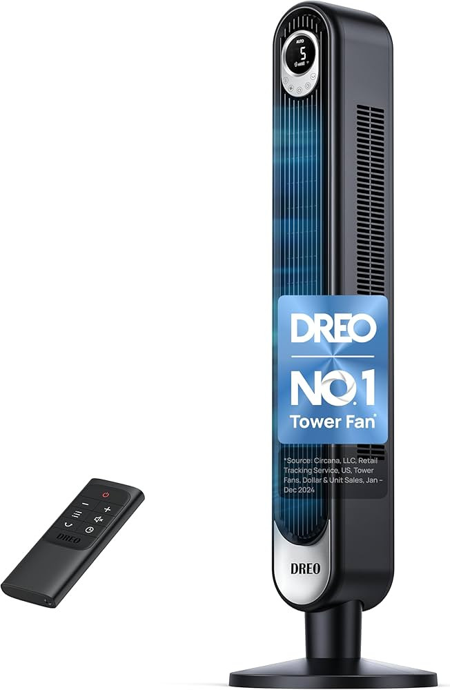 Dreo Tower Fan for Bedroom, 90° Oscillating Standing Fan, 30ft far, 28dB Quiet for Sleep, 6 Spee... | Amazon (US)