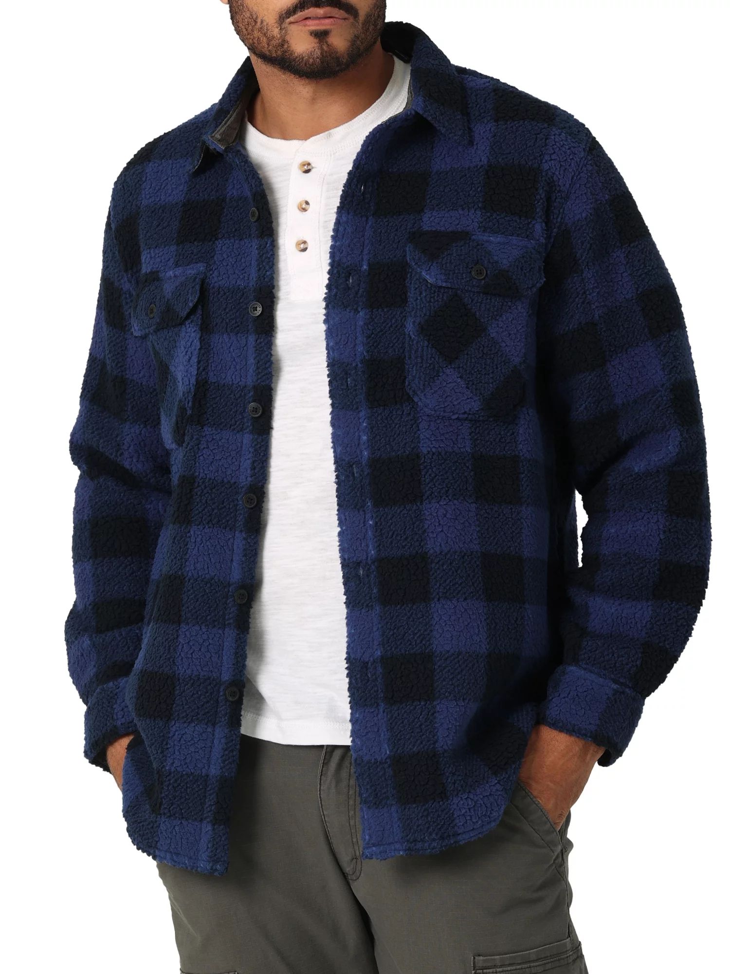Wrangler Men's Heavyweight Wooly Fleece Shirt, Sizes S-3XL | Walmart (US)