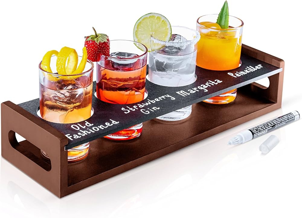 Flight Board with Flight Glasses - Drink Flight Board for Bartesian Capsules - Mimosa Flight Boar... | Amazon (US)