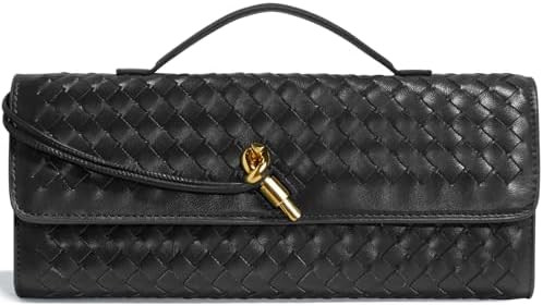 Woven Clutch Purses for Women, Formal Satchel Leather Evening Bag Shoulder Handbag | Amazon (US)
