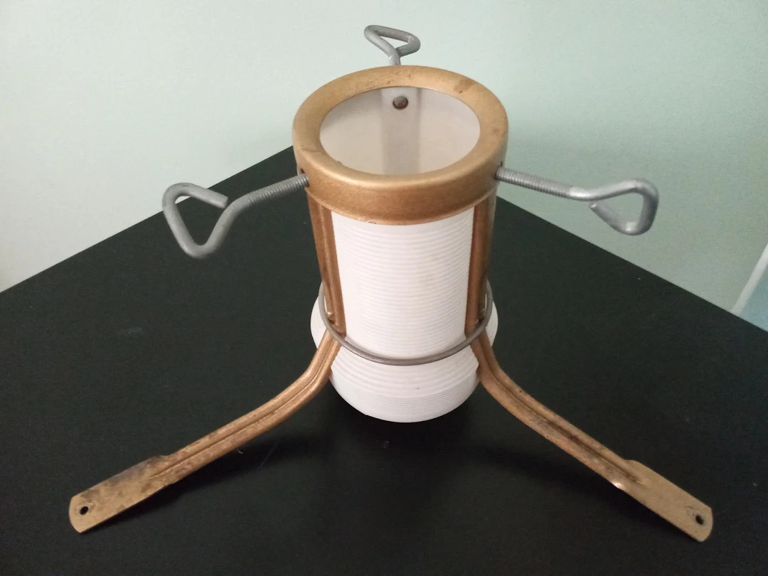 Vintage TREE STAND Christmas,Mid Century Tree Stand,White/Gold Tree Stand,White Ribbed Plastic Ho... | Etsy (US)