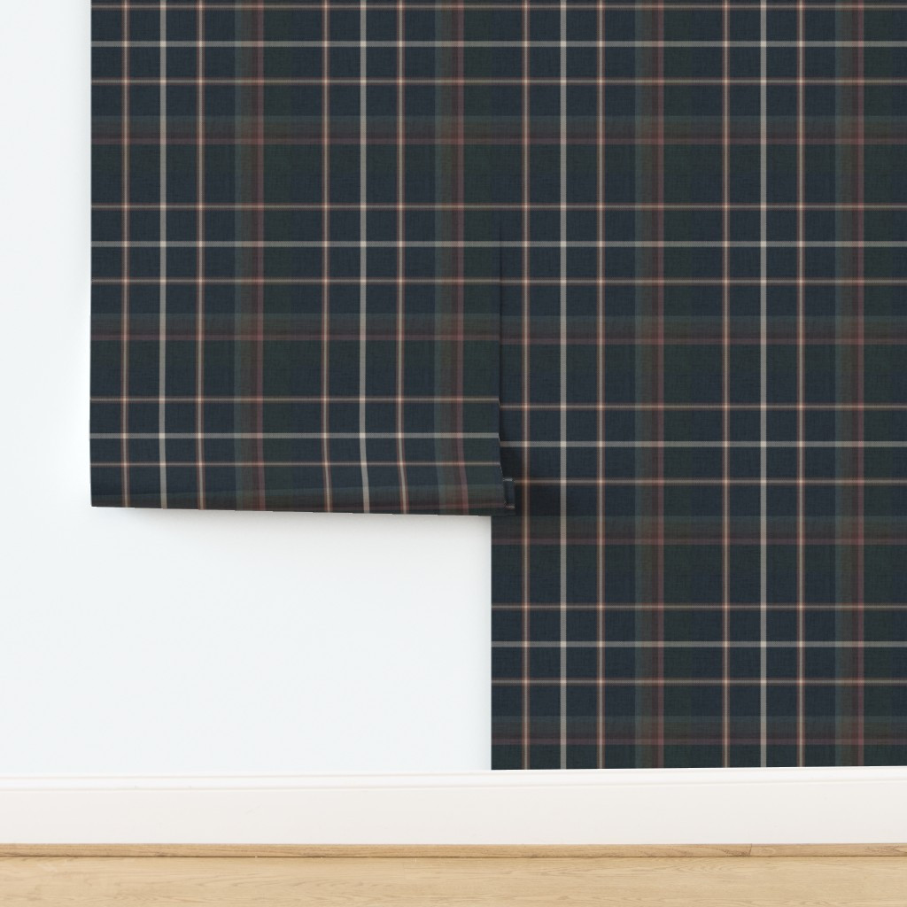 Wallpaper in Meredith Plaid masculine old money D beige Navy hunter green MEDIUM | Spoonflower