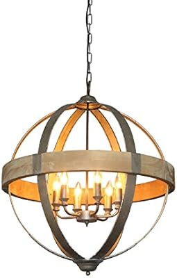 Creative Co-op Round Metal & Wood Pendant Light (Holds 6 Bulbs) | Amazon (US)