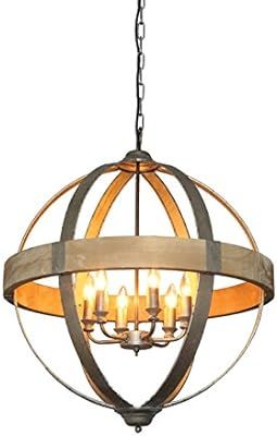 Creative Co-op Round Metal & Wood Pendant Light (Holds 6 Bulbs) | Amazon (US)