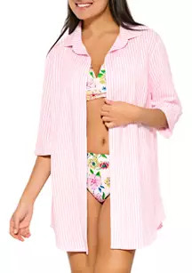 Women's Stripe Shirtdress Swim Coverup | Belk