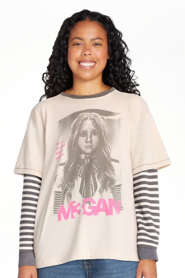 M3GAN Women's Halloween Layered Look Graphic Tee with Long Sleeves, Sizes XXS-XXL | Walmart (US)