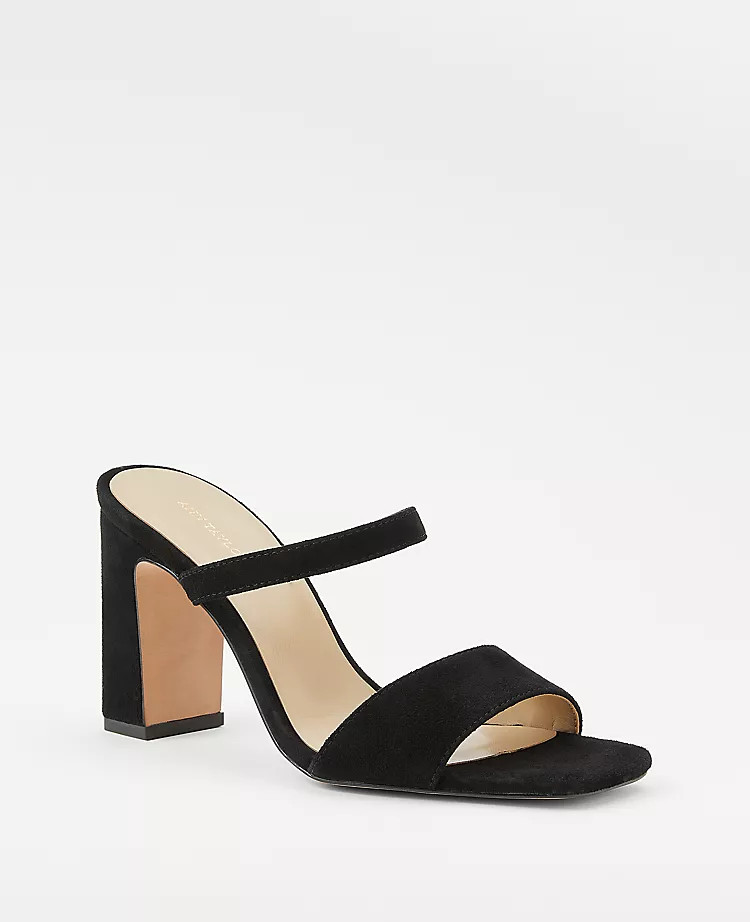 Two Strap Suede Block Heel Sandals | Ann Taylor | Ann Taylor (US)