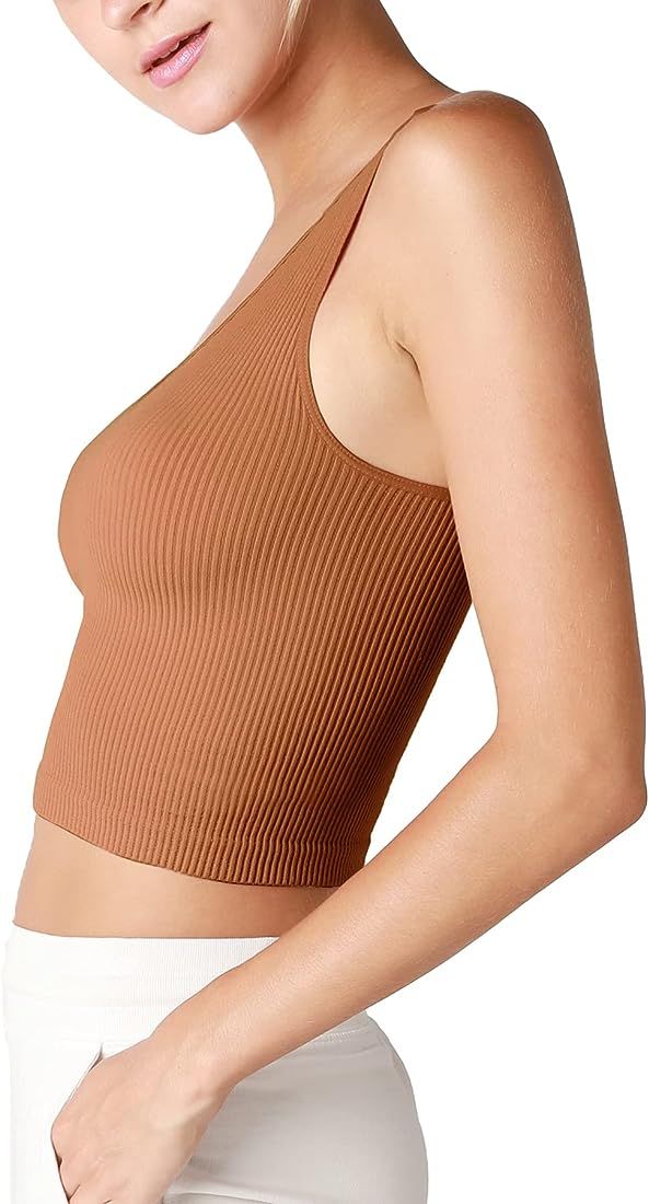 NIKIBIKI Women Seamless V-Neck Ribbed Crop Top, Made in U.S.A, One Size | Amazon (US)