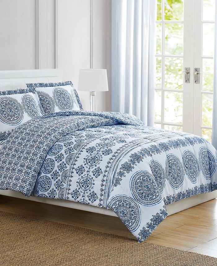 Pem America Blue Medallion Twin 3-Pc. Comforter Set & Reviews - Comforter Sets - Bed & Bath - Mac... | Macys (US)