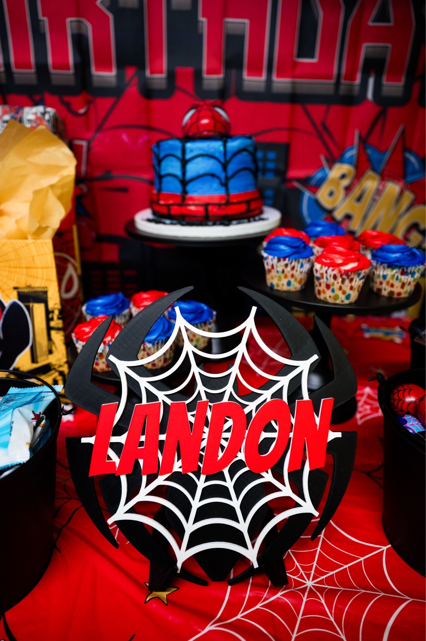 Kids spiderman spiderweb personalized wooden name sign