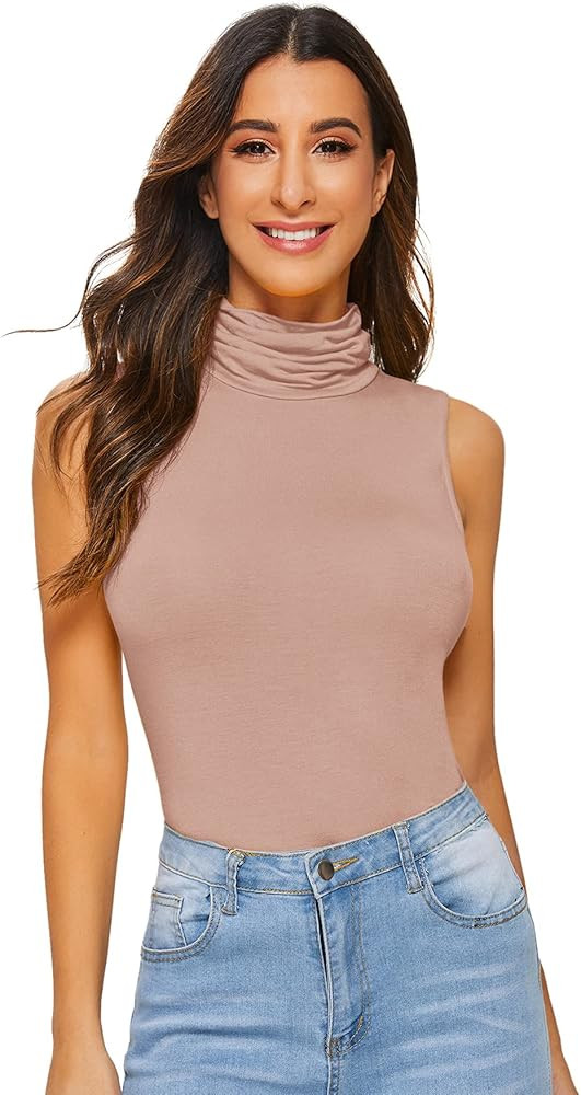 Verdusa Women's Sleeveless High Turtleneck Fitted Tank Top | Amazon (US)