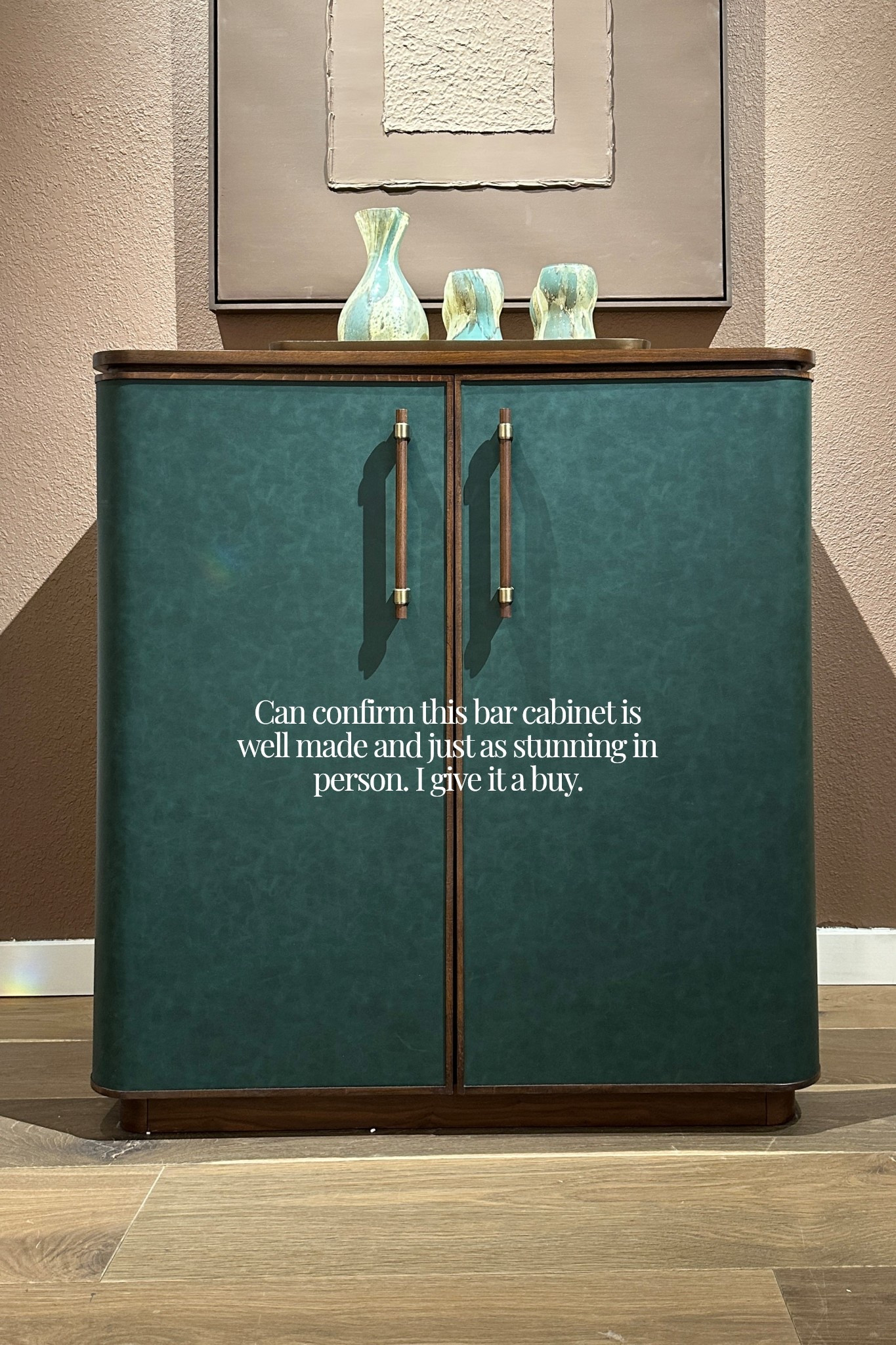 Stopped at Arhaus last week and finally got to see the Grant Bar cabinet in person. And she’s indeed a 10, friends. Shown in walnut & forest green but also available in walnut & navy.

#LTKhome