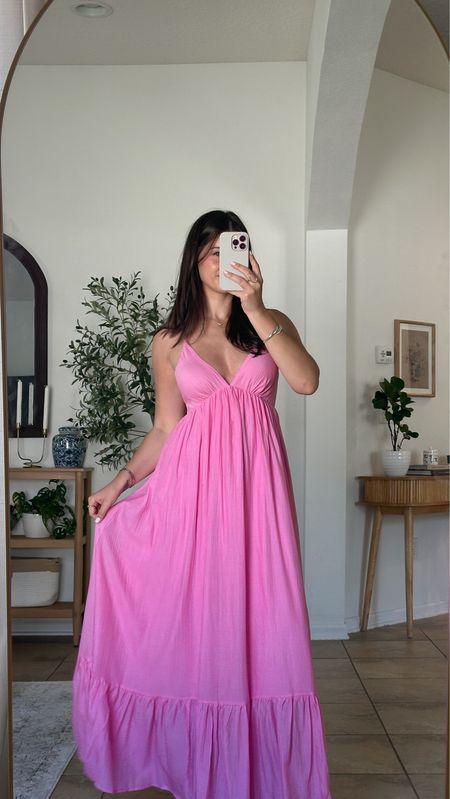 Spring maxi dress
code: KRISTINE15
wearing size small, soft material, lined 

spring dress, maxi dress, pink dress 

#LTKU #LTKSeasonal #LTKfindsunder100