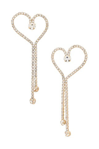 Ettika Crystal Heart Earrings in Gold from Revolve.com | Revolve Clothing (Global)