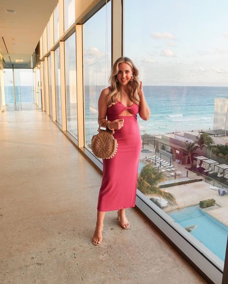 Enjoying our first night in Cancun! This pink dress is so flirty and fun with some good cleavage! Wearing a size M

#LTKunder100 #LTKSeasonal