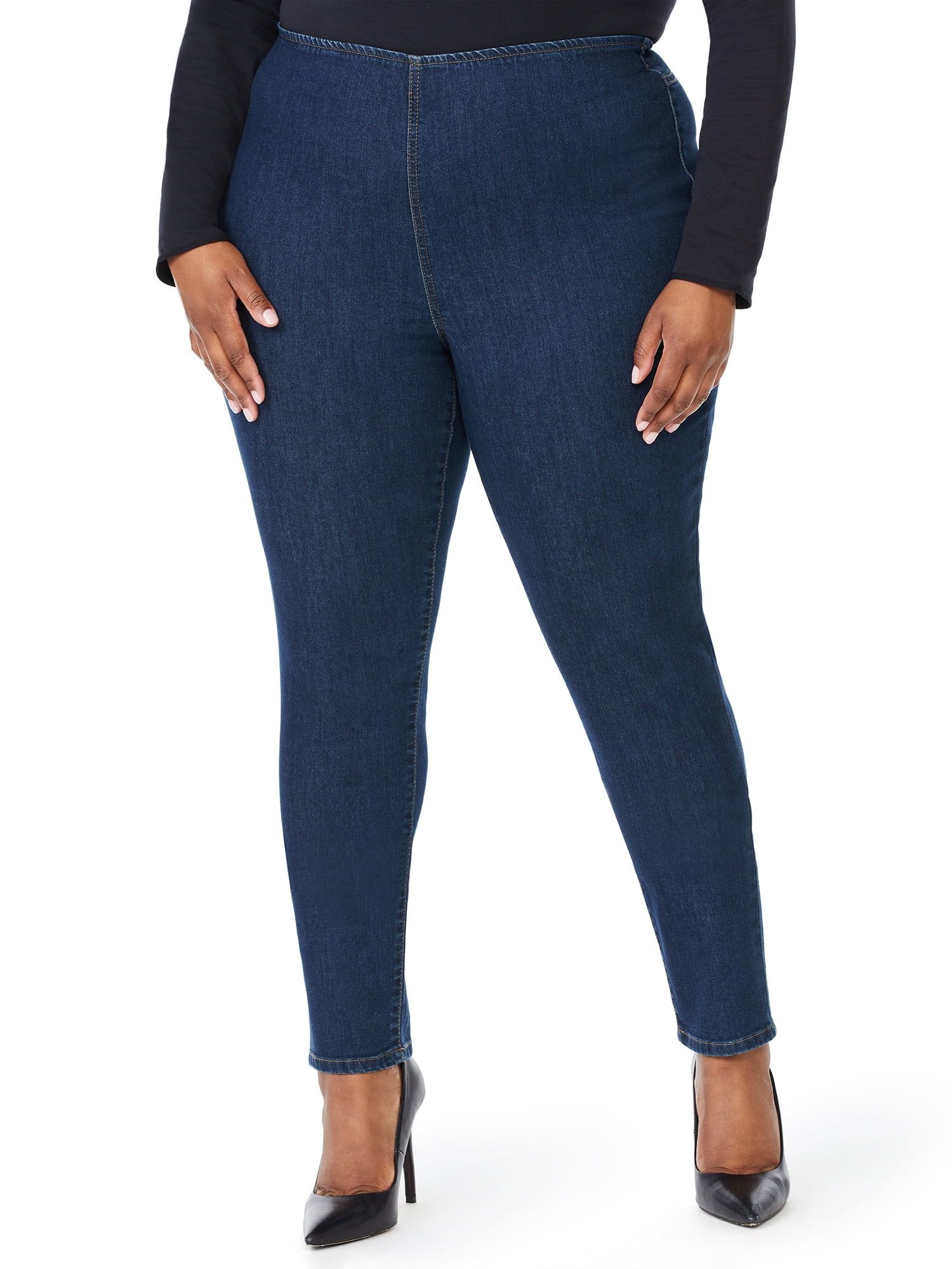 Sofia Jeans by Sofia Vergara Plus Size Rosa Curvy High-Waist Pull-On Ankle Jeggings | Walmart (US)