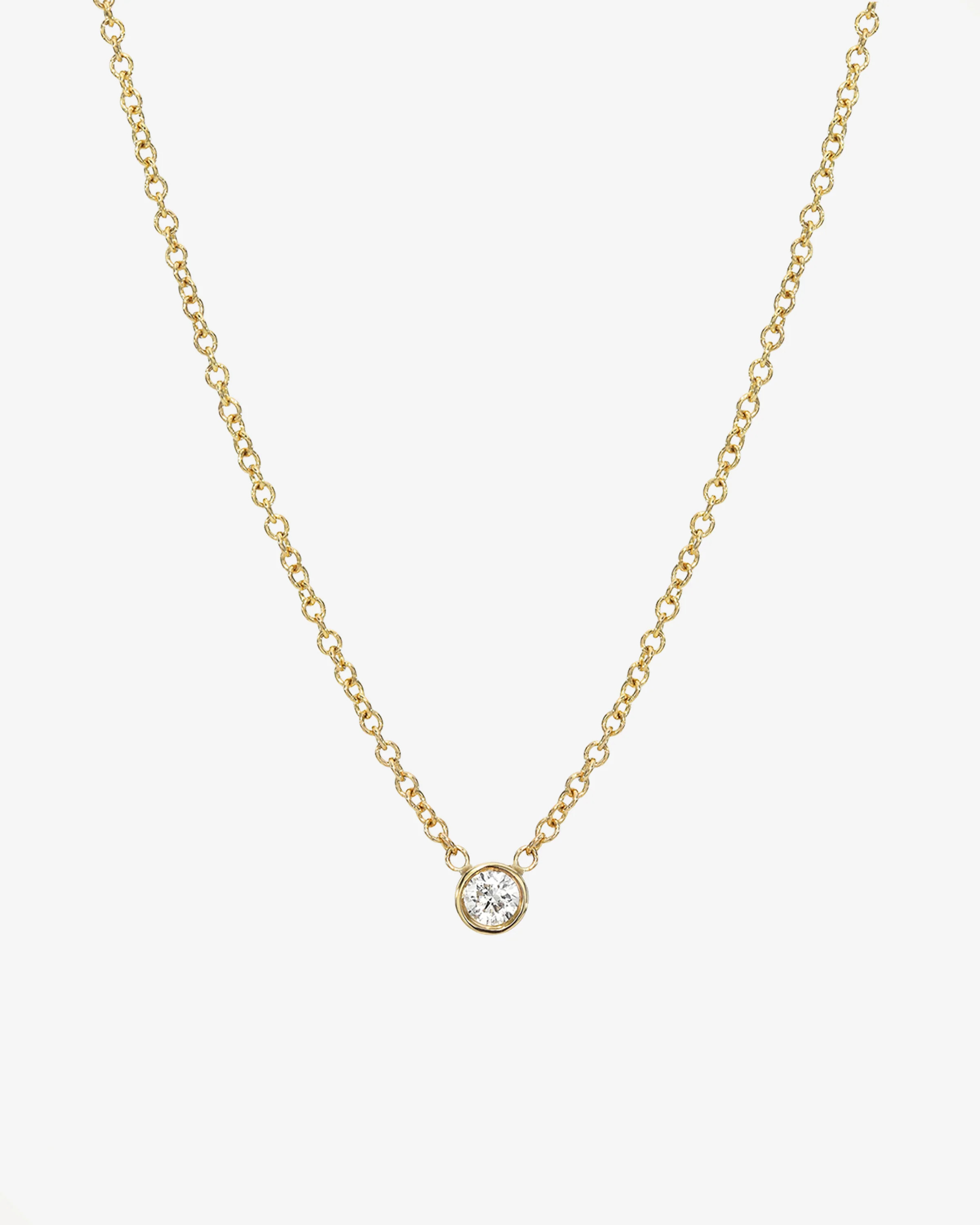 Small Bezel Diamond Necklace | Zoe Lev Jewelry