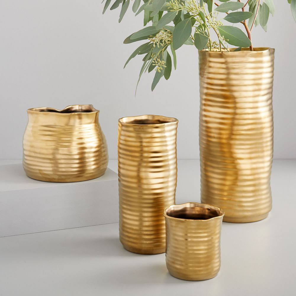 Molten Brass Metal Vases | West Elm (US)