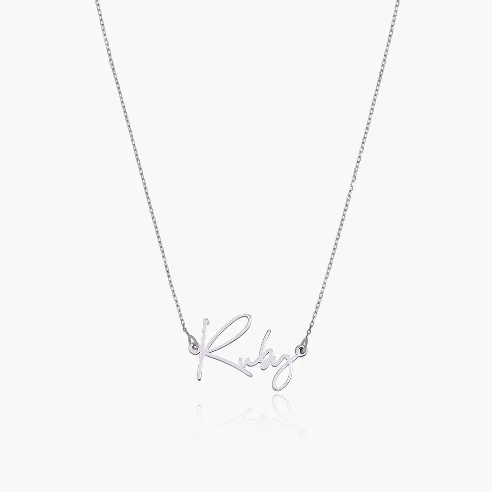 Belle Custom Name Necklace – 14k White Gold | Oak & Luna (US)