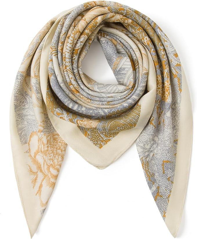 Wool Feel Square Scarf Wrap - Featherlight & Wrinkle-Free, 35"x35" Shawl for Travel & Office. Rea... | Amazon (US)