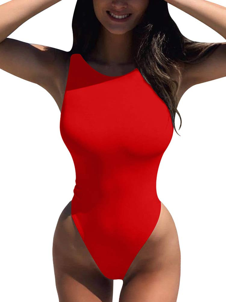 LCNBA Women's Sexy High Neck Sleeveless Bodysuit Basic Top Bodysuit Jumpsuit | Amazon (US)