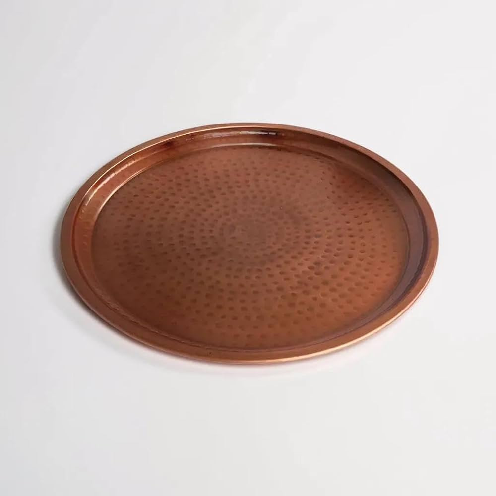 Copper Plated Traditional Design Hammered Handmade Copper Serving Tray - 14 Inch | Amazon (US)