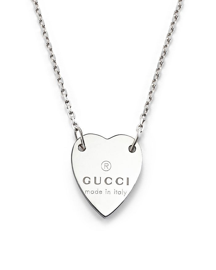 Gucci Sterling Silver Engraved Trademark Heart Necklace, 18" Back to Results -  Jewelry & Accesso... | Bloomingdale's (US)