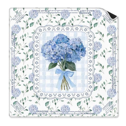 Yomisex Coquette Bow Blue Hydrangea Mahjong Mat 31.5 x 31.5 Inch, Grandmillennial Hydrangea Flower Non-Slip Noise Reduction Mahjong Table Mat for American Mah Jong Poker Card Board Games Dominoes | Amazon (US)