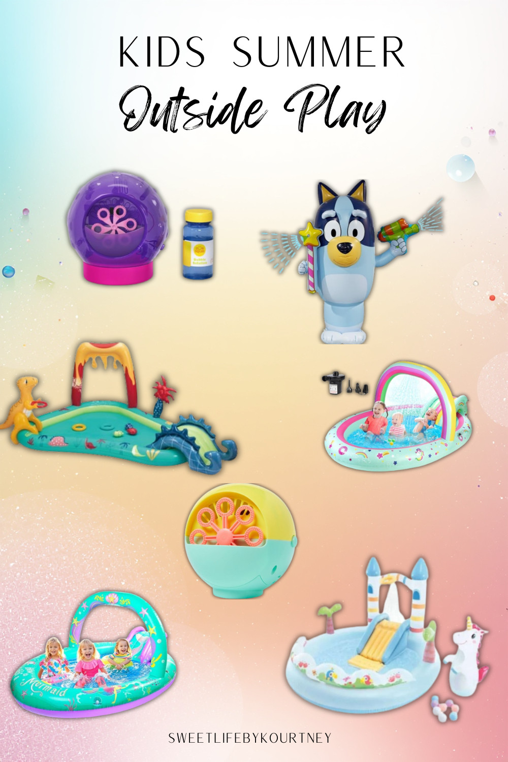 Kids summer outside play finds for keeping little ones busy, cool, and happy on hot days ☀️ Perfect for backyard water play, bubbles, splash pads, and summer fun. #LTKFinds #LTKKids #KidsSummer #OutdoorPlay #SummerActivities #MomFinds #SweetLifeByKourtney 

 #LTKSeasonal #LTKSwim #LTKKids