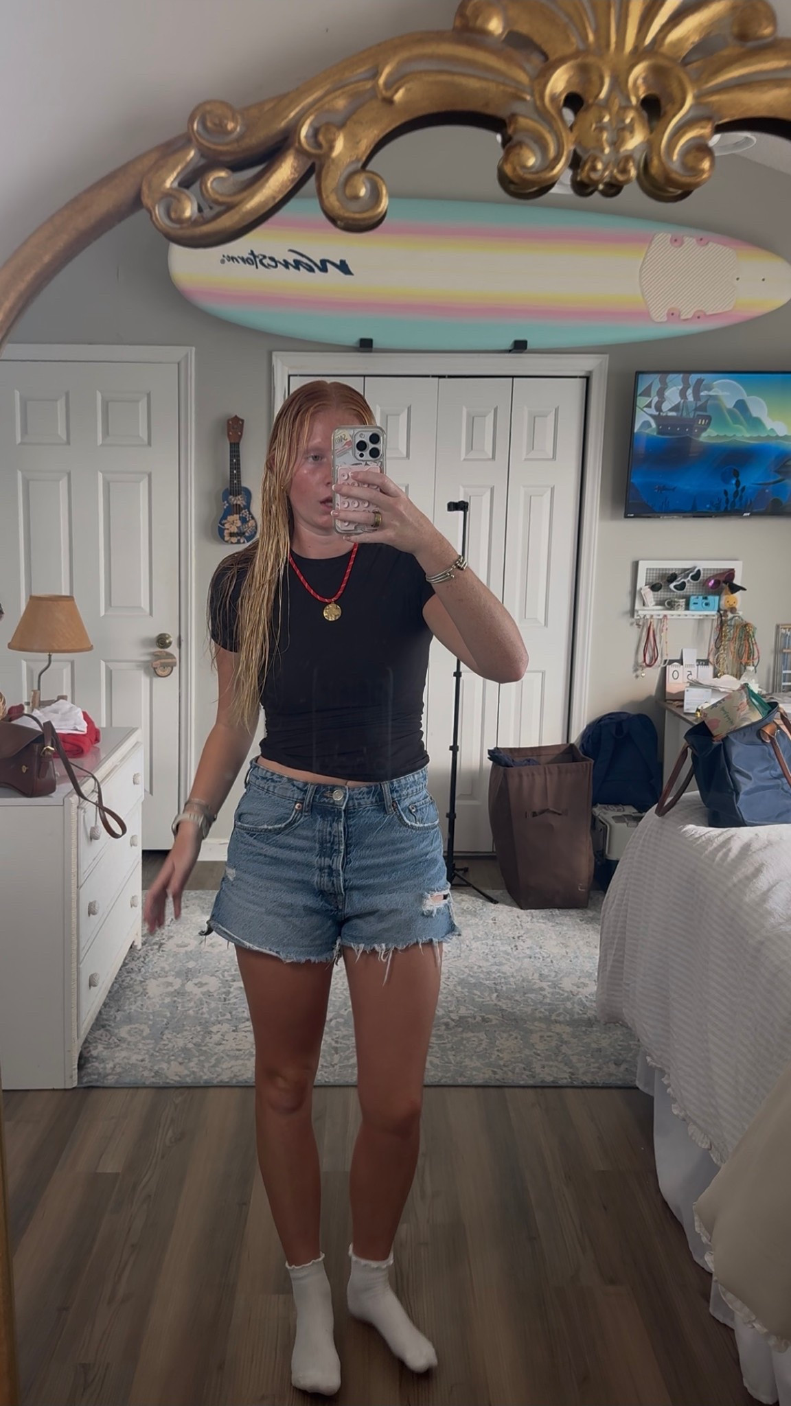 Wearing the black top today but navy would be so cute too! 